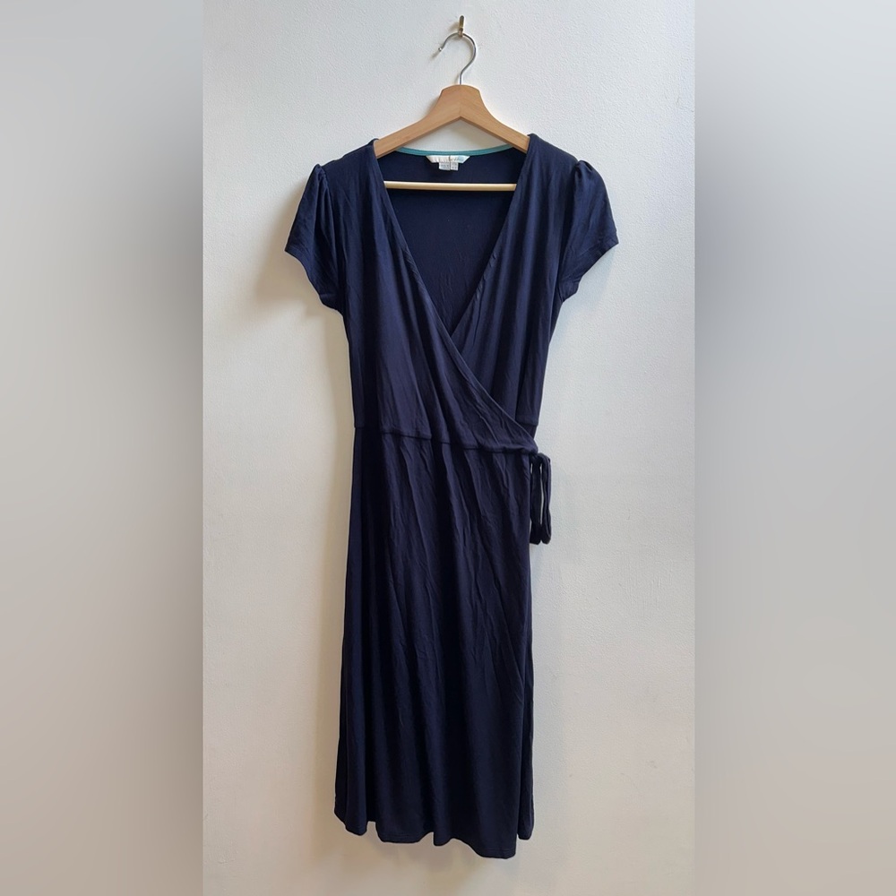 Boden Navy Jersey Wrap Around Cap Sleeve Dress Women’s Size 6 Tall